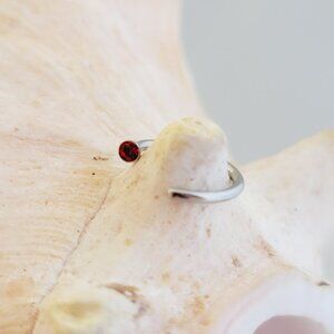 18G hoop nose ring- 2mm ruby red gem NWT birthstone